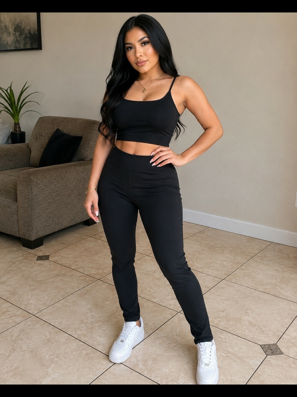 Sofra Black High-Waist Skinny Leggings